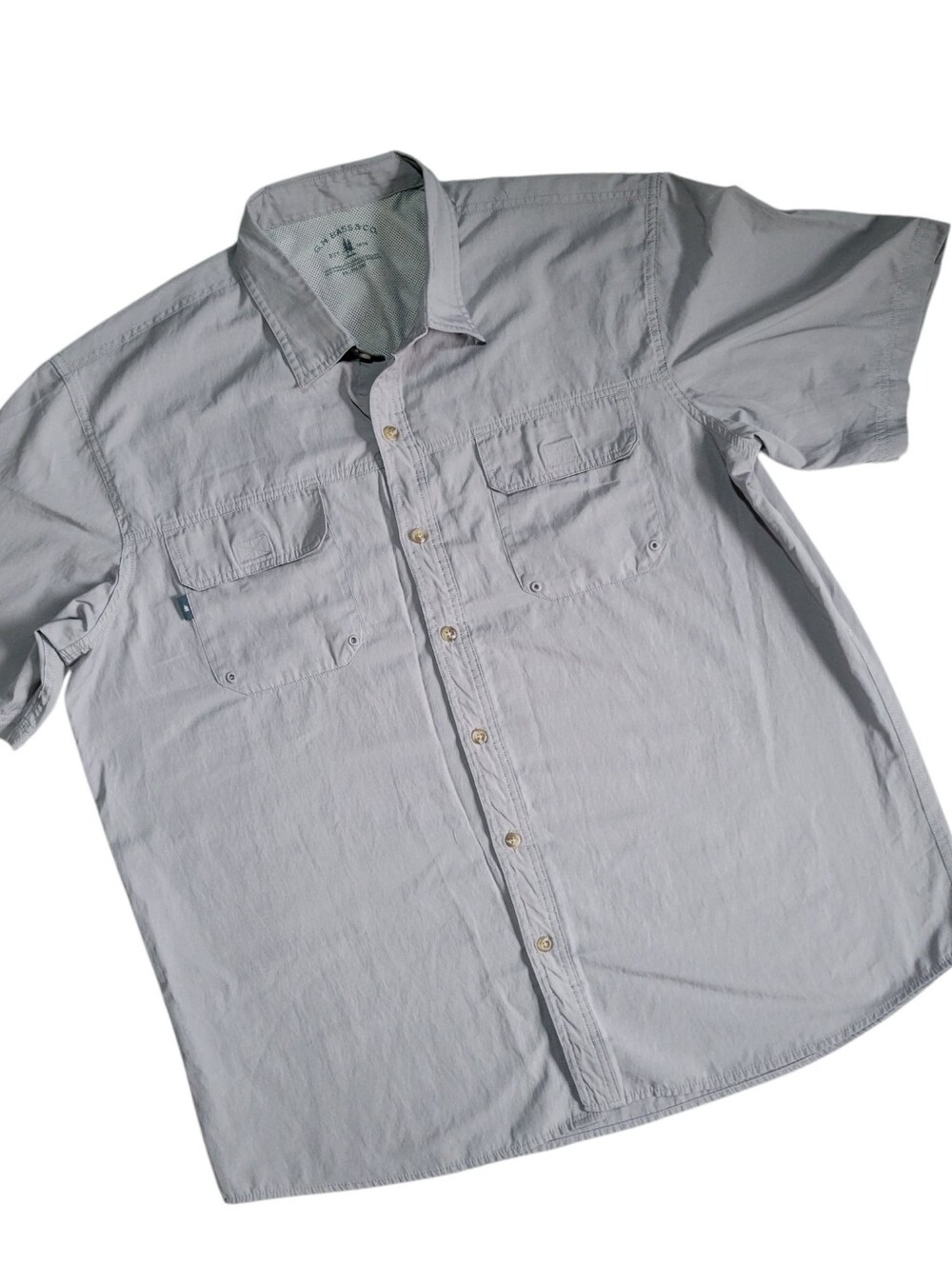 ❤️B2G1 EUC G.H. Bass & Co. Men's XXL Gray Fishing Short Sleeve Shirt